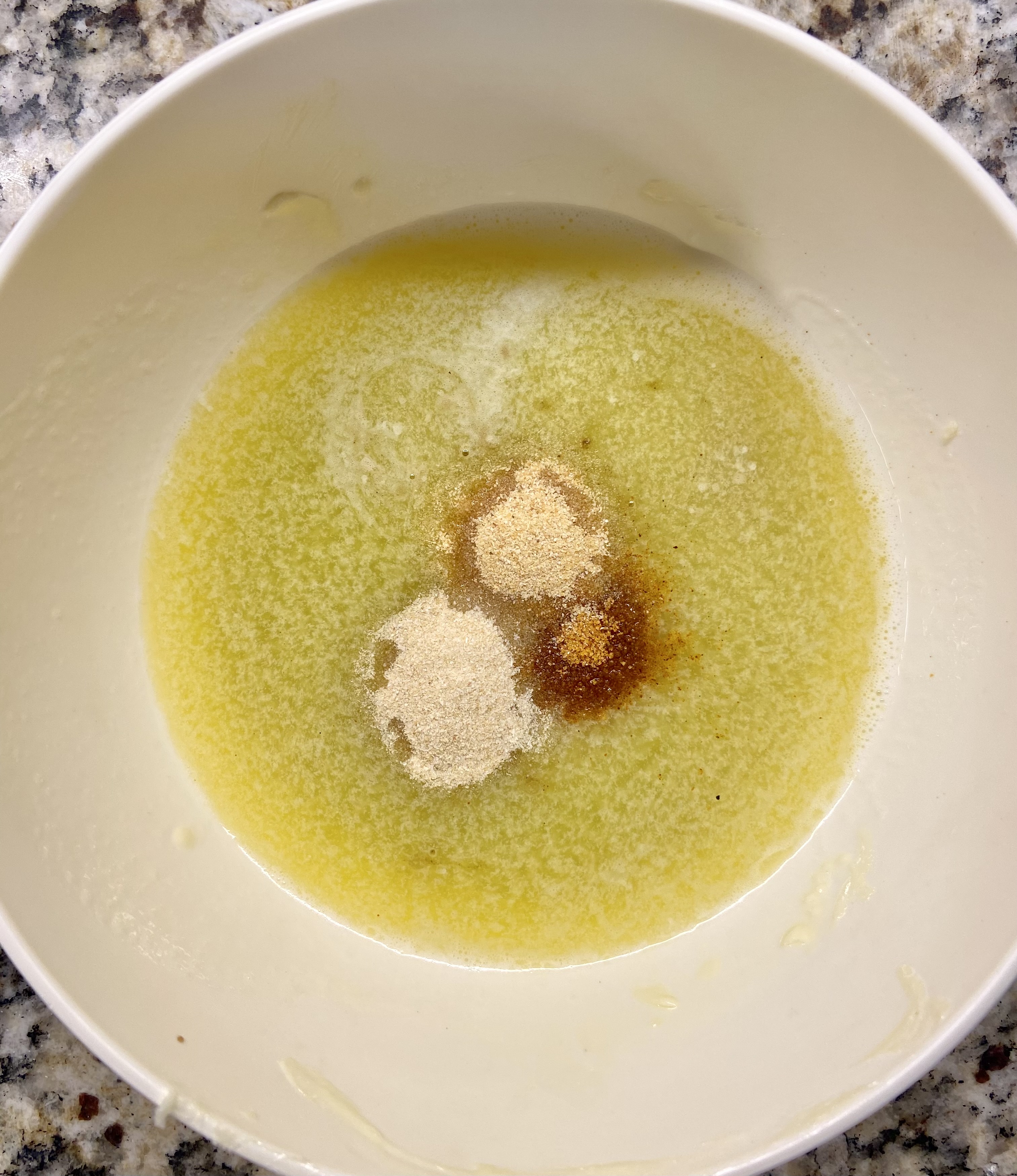 melted butter with seasonings added
