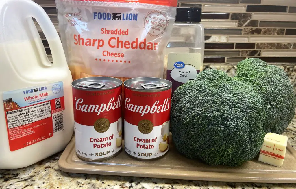 ingredients to make broccoli cheese soup