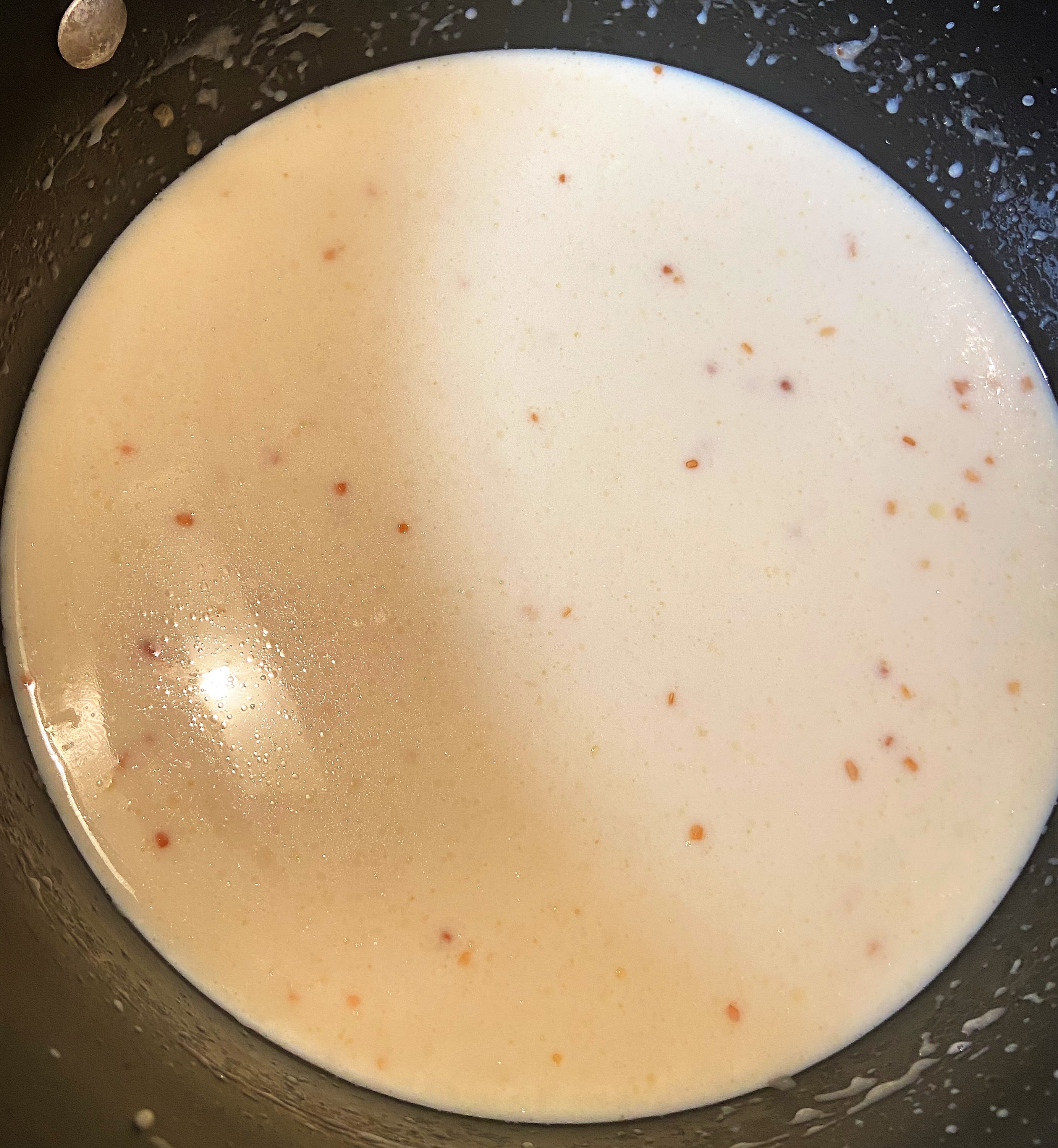 mix in milk and stir until well combined