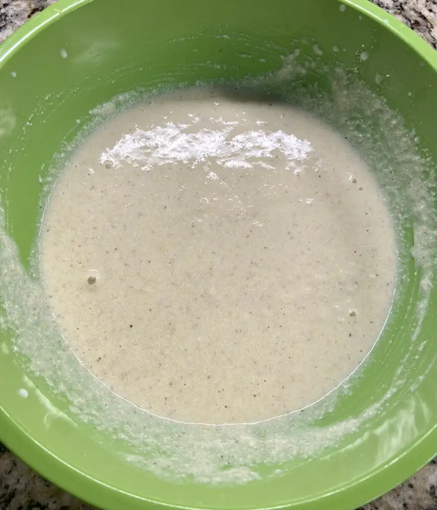 mix your cornmeal into your buttermilk and egg