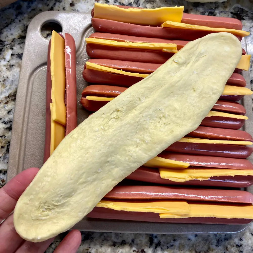 hot dog wrapped in dough